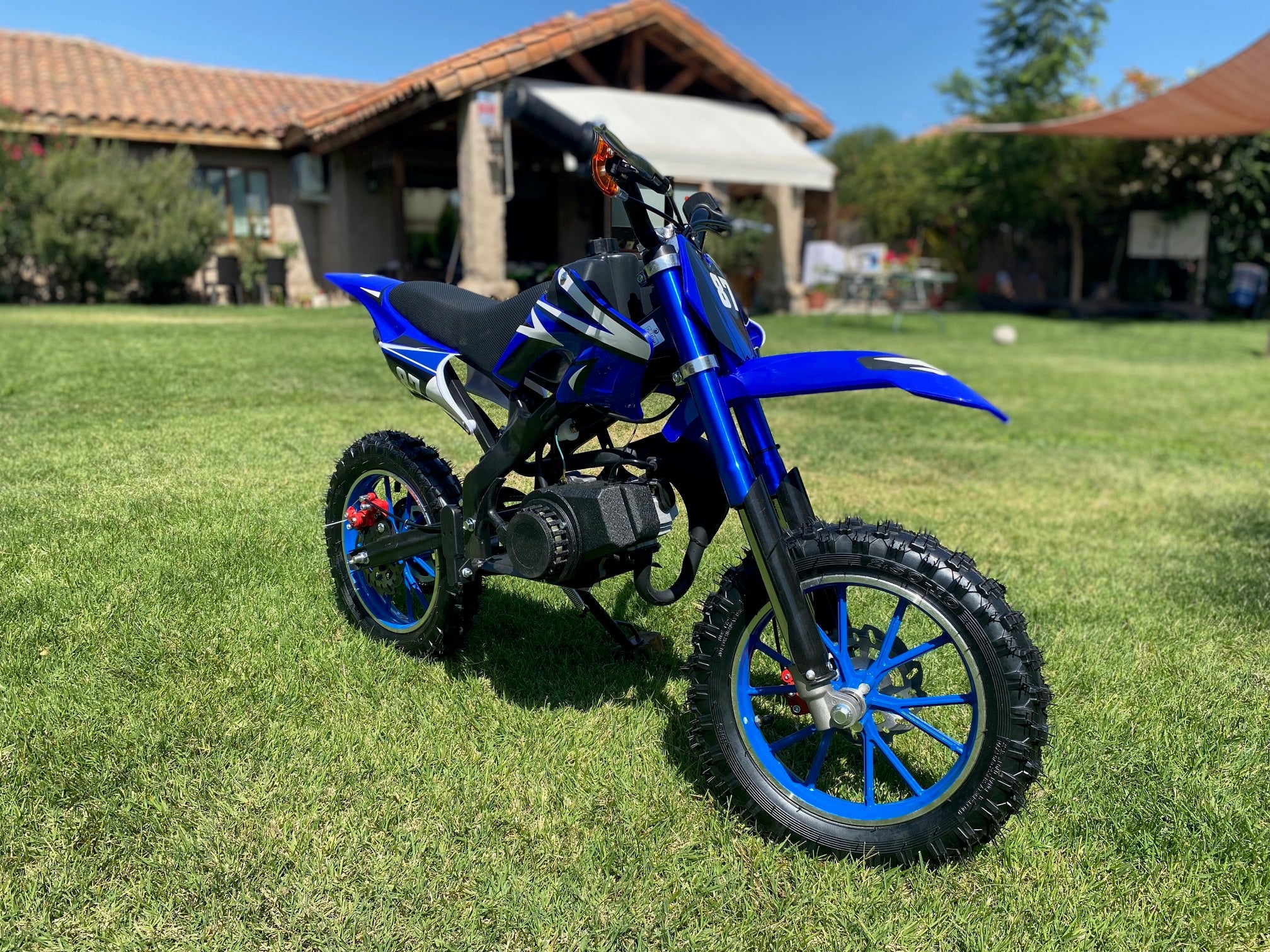 Moto Cross Azul Para Niños 5 a 11 Años - 49cc 2Tiempos
