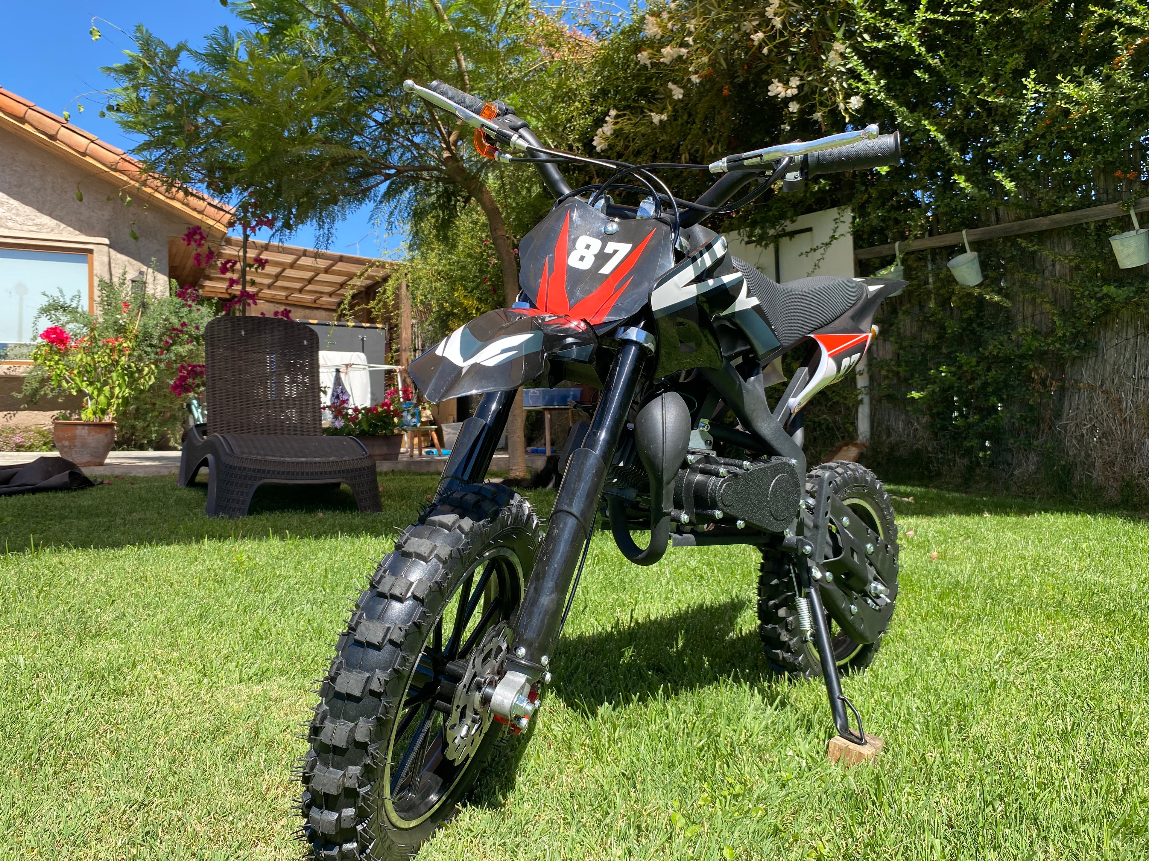 Moto Cross Negra Para Niños 5 a 11 Años - 49cc 2Tiempos