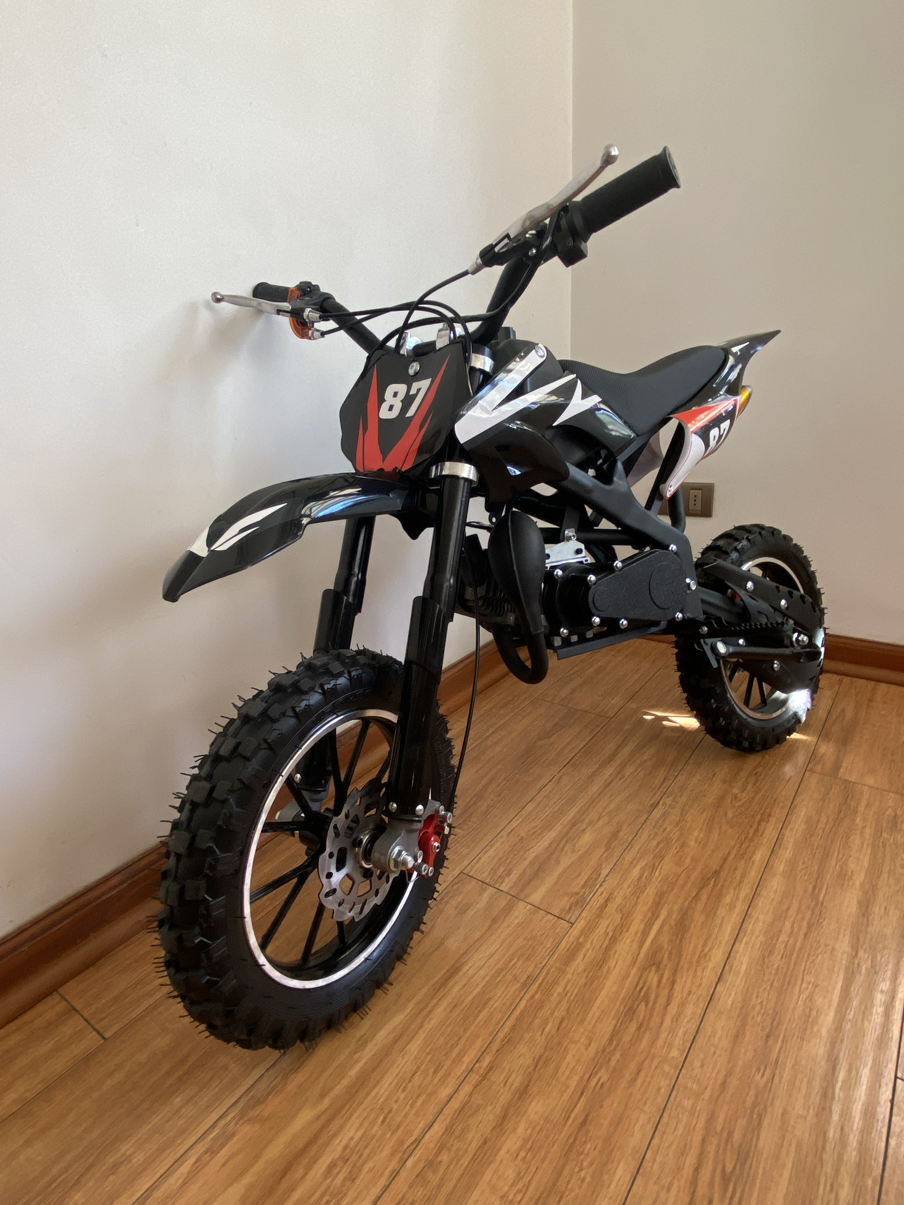 Moto Cross Negra Para Niños 5 a 11 Años - 49cc 2Tiempos